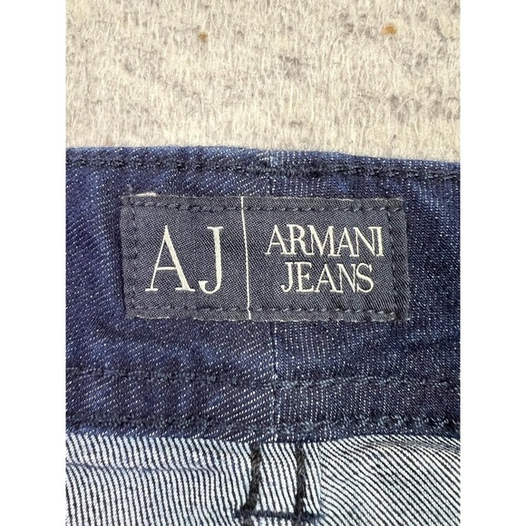 Armani Jeans Straight Leg Jeans Womens 26 Dark Wash Blue Rhinestone Logo Denim - Picture 7 of 15